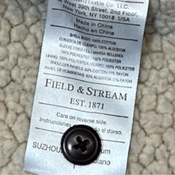 Field & Stream Men’s M Sherpa Lined Green Plaid Corduroy Flannel Shirt Jacket - Picture 12 of 12